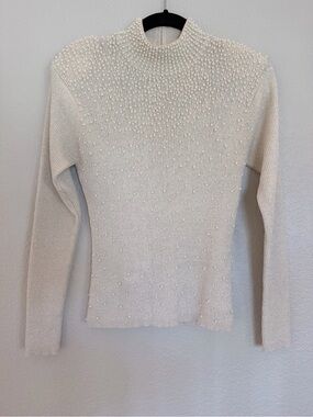 Vintage Christine Phillipe California Couture 1997 Pearl Beaded Sweater – Size L